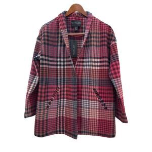NWT Rachel Zoe Pink Plaid Wool Blend Coat